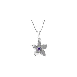 Genuine 0.10 CTW Amethyst Necklace 14KT White Gold - REF-38M2T