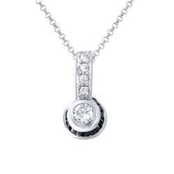 Natural 0.59 CTW Sapphire & Diamond Pendant 18K White Gold - REF-41H4W