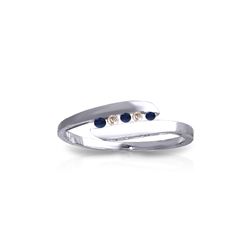 Genuine 0.25 ctw Sapphire & Diamond Ring 14KT White Gold - REF-32X4M