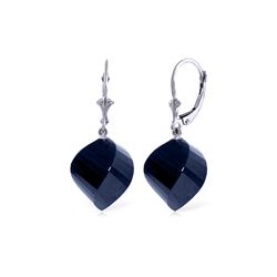 Genuine 30.5 ctw Sapphire Earrings 14KT White Gold - REF-44M4T