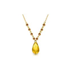 Genuine 11.50 ctw Citrine Necklace 14KT Yellow Gold - REF-34N7R