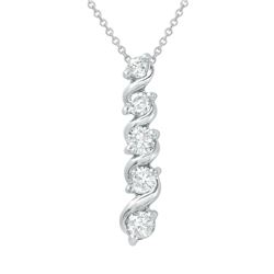 Natural 0.75 CTW Diamond Necklace 14K White Gold - REF-103R5K