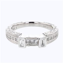 Natural 0.41 CTW Baguette & Princess Diamond Band Ring 14K White Gold - REF-90Y9N