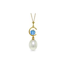 Genuine 4.5 ctw Blue Topaz Necklace 14KT Yellow Gold - REF-20T5A