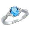 Image 1 : 1.06 CTW Swiss Blue Topaz & Diamond Ring 14K White Gold - REF-36W9F