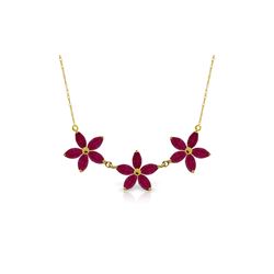 Genuine 5 ctw Ruby Necklace 14KT Yellow Gold - REF-86M3T