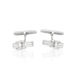 Natural 0.27 CTW Baguette Cuff Links 14K White Gold - REF-104H4W