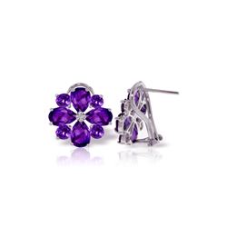 Genuine 4.85 ctw Amethyst Earrings 14KT White Gold - REF-58Z4N