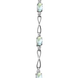 Genuine 1.16 ctw Aquamarine & Diamond Bracelet 14KT White Gold - REF-65Z3N