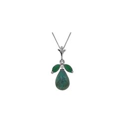 Genuine 9.3 ctw Green Sapphire Corundum & Emerald Necklace 14KT White Gold - REF-30R2P