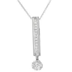 Natural 0.50 CTW Princess Diamond Necklace 14K White Gold - REF-63Y2N