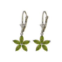 Genuine 2.8 ctw Peridot Earrings 14KT White Gold - REF-46K7V