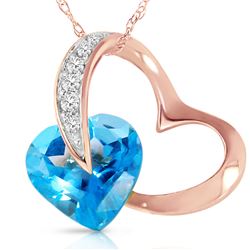 Genuine 4.6 ctw Blue Topaz & Diamond Necklace 14KT Rose Gold - REF-50A7K