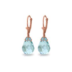 Genuine 20.5 ctw Blue Topaz Earrings 14KT Rose Gold - REF-36P8H