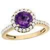 Image 1 : 1.13 CTW Amethyst & Diamond Ring 10K Yellow Gold - REF-54X3M