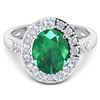 Image 3 : Natural 2.75 CTW Zambian Emerald & Diamond Ring 14K White Gold - REF-130M5T