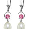 Image 1 : Genuine 9 ctw Pink Topaz Earrings 14KT White Gold - REF-36X8M