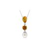 Image 1 : Genuine 5.25 ctw Citrine & Pearl Necklace 14KT White Gold - REF-25P9H