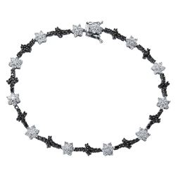 2.93 CTW White & Black Diamond Bracelet 14K White Gold - REF-95Y8X