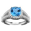 Image 1 : 4.10 CTW Swiss Blue Topaz & Diamond Ring 10K White Gold - REF-43R5H