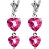 Image 1 : Genuine 6 ctw Pink Topaz Earrings 14KT White Gold - REF-68N4R
