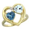 Image 1 : 2.61 CTW Diamond, London Blue Topaz & Aquamarine Ring 10K Yellow Gold - REF-28V2R