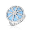 Image 1 : Natural 12.40 CTW Turquoise & Diamond Ring W=21MM 18K Gold - REF-92F7M