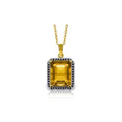 Genuine 5.4 ctw Citrine & Black Diamond Necklace 14KT Yellow Gold - REF-68K4V