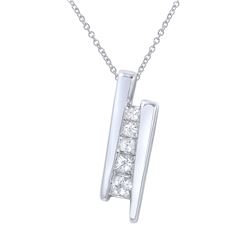 Natural 0.25 CTW Princess Diamond Necklace 14K White Gold - REF-39T6X