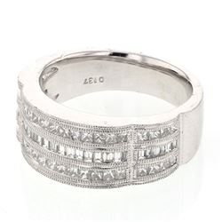 Natural 2.74 CTW Baguette & Princess Diamond Band Ring Platinum - REF-404F3M