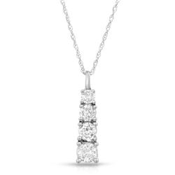 Natural 0.75 CTW Diamond Necklace 14K White Gold - REF-128F7M