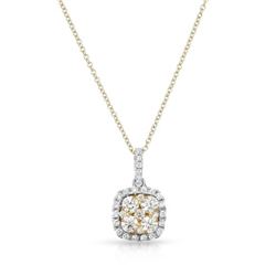 Natural 0.68 CTW Yellow Round Diamond Necklace 14K Two Tone Yellow Gold - REF-96F3M