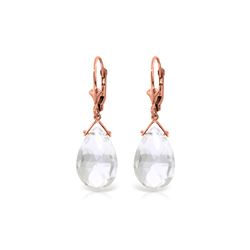 Genuine 10.20 ctw White Topaz Earrings 14KT Rose Gold - REF-28R9P