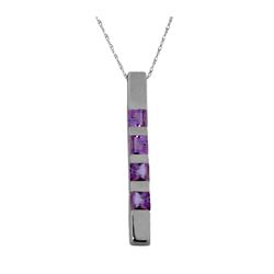 Genuine 0.35 ctw Amethyst Necklace 14KT White Gold - REF-26N6R