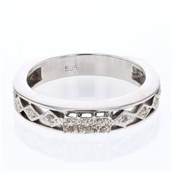 Natural 0.19 CTW Diamond Band Ring W=4MM 14K Gold - REF-40K5R