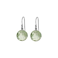 Genuine 12 ctw Green Amethyst Earrings 14KT White Gold - REF-24W4Y