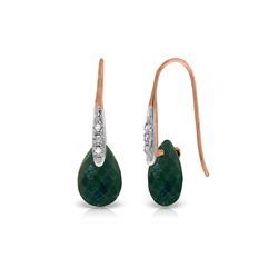 Genuine 8.06 ctw Created Green Sapphire & Diamond Earrings 14KT Rose Gold - REF-60R3P