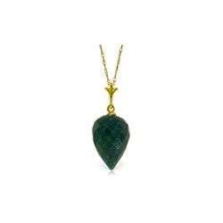 Genuine 12.9 ctw Green Sapphire Corundum Necklace 14KT Yellow Gold - REF-22R2P