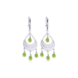 Genuine 6.75 ctw Peridot Earrings 14KT White Gold - REF-62V6W