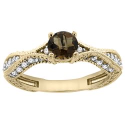 0.81 CTW Quartz & Diamond Ring 14K Yellow Gold - REF-67K8W