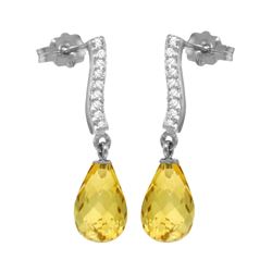 Genuine 4.78 ctw Citrine & Diamond Earrings 14KT White Gold - REF-46P2H