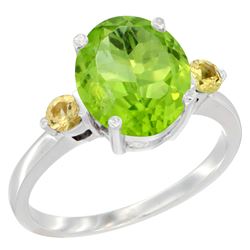 3.02 CTW Peridot & Yellow Sapphire Ring 10K White Gold - REF-28N5Y