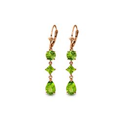 Genuine 6.3 ctw Peridot Earrings 14KT Rose Gold - REF-52A2K