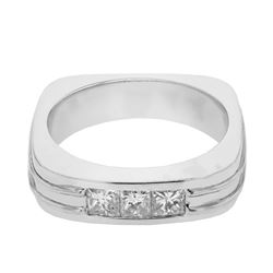 Natural 0.65 CTW Princess Diamond Ring 14K White Gold - REF-238T5X