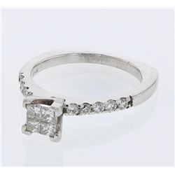 Natural 0.67 CTW Diamond & Princess Diamond Ring Platinum - REF-150K3R