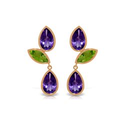 Genuine 13.6 ctw Amethyst & Peridot Earrings 14KT Rose Gold - REF-62Z4N