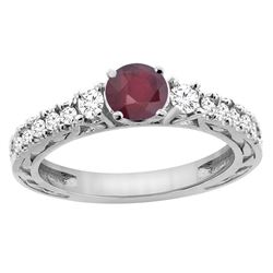 1.40 CTW Ruby & Diamond Ring 14K White Gold - REF-80X2M