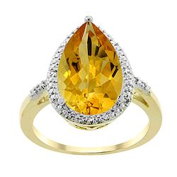 5.55 CTW Citrine & Diamond Ring 10K Yellow Gold - REF-34Y8V