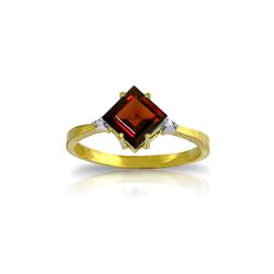 Genuine 1.77 ctw Garnet & Diamond Ring 14KT Yellow Gold - REF-28Y8F