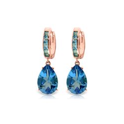 Genuine 13.2 ctw Blue Topaz Earrings 14KT Rose Gold - REF-68W7Y